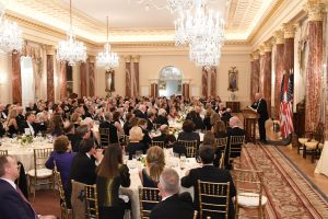 Former Secretary of State James A. Baker III speaks to the 2016 ICS Conference in the Benjamin Franklin State Dining Room at the US State Department in Washington, D.C.