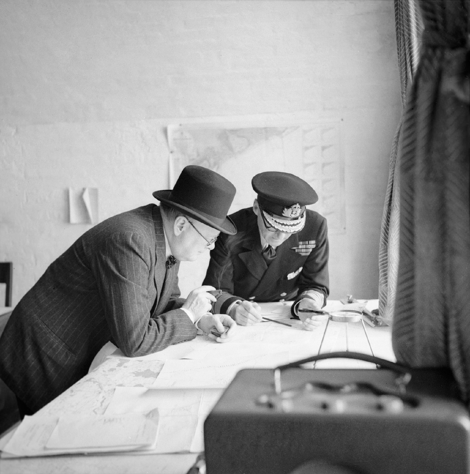 Churchill with Vice Admiral Sir Bertram Ramsay