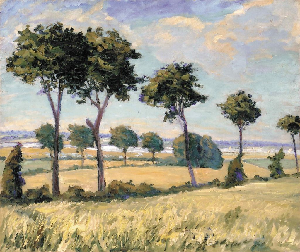 ‘Trees in the Eastern Counties, near Breccles’, by Churchill c. 1936