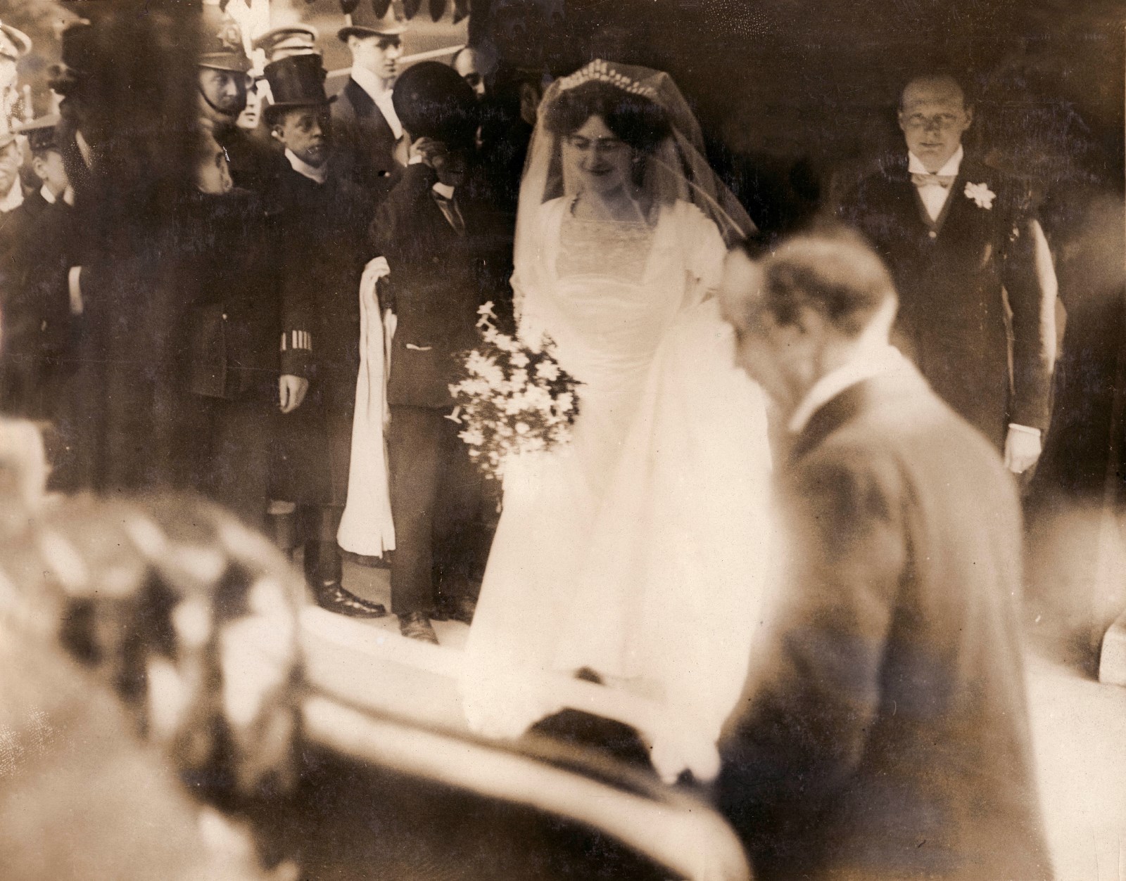 Winston and his bride, Clementine Hozier, emerge from St. Margaret's
