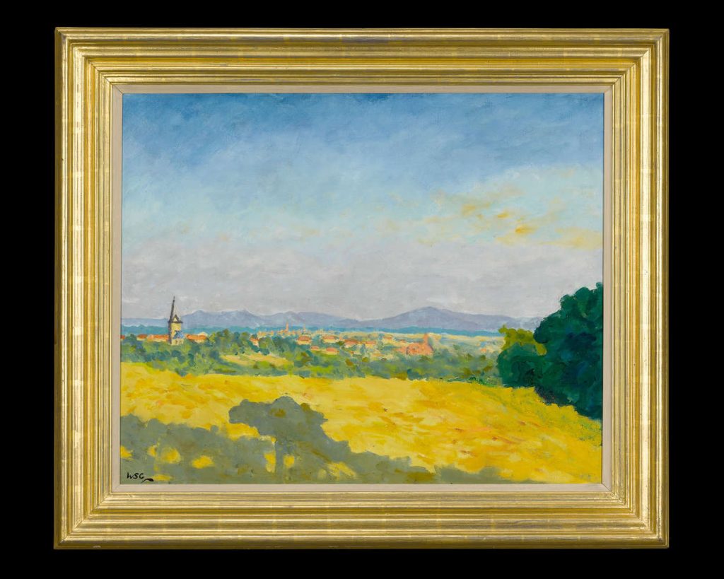 A distant view of a town in the south of France by Sir Winston Churchill signed 3