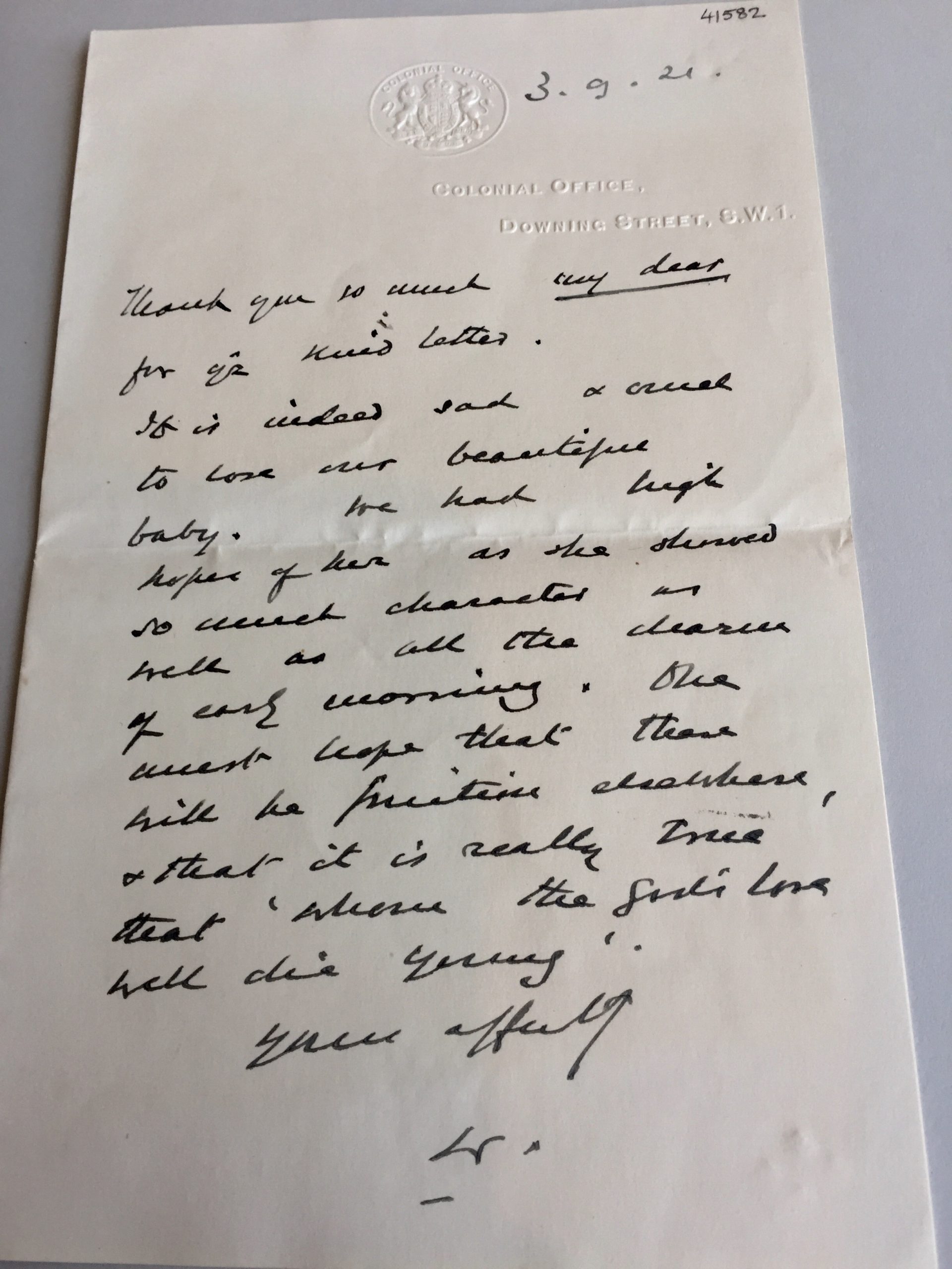Letter from Churchill to Pamela Plowden