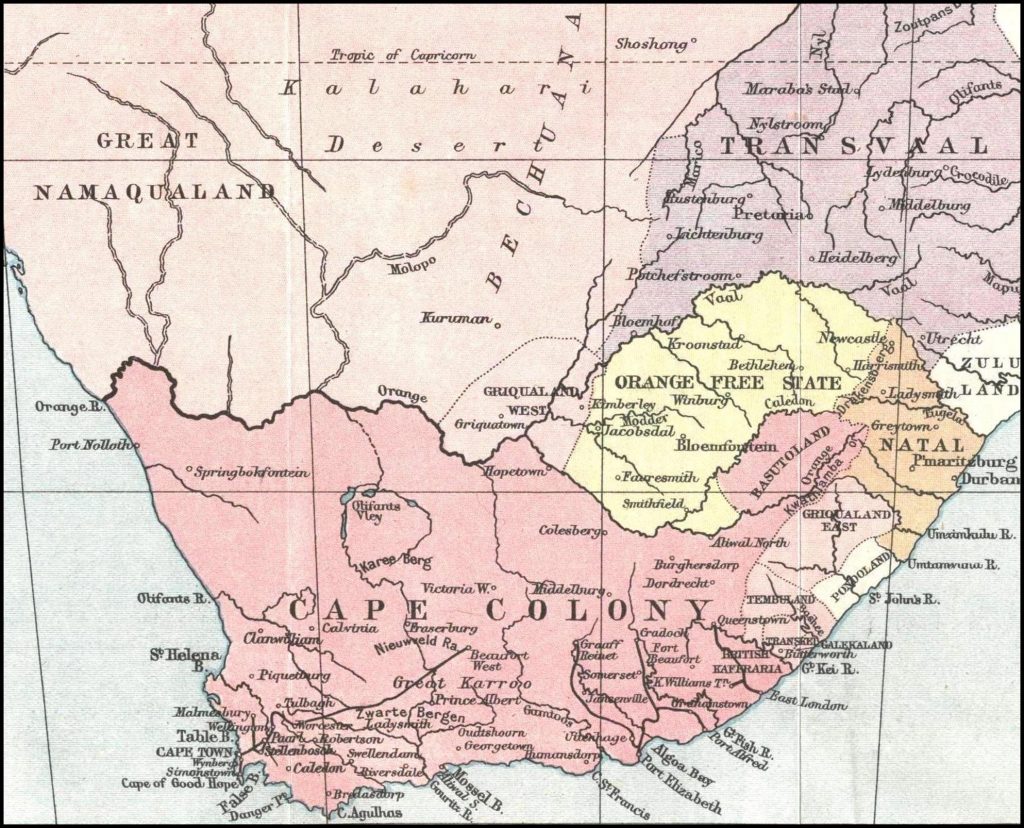 Map of South Africa, late 1890s