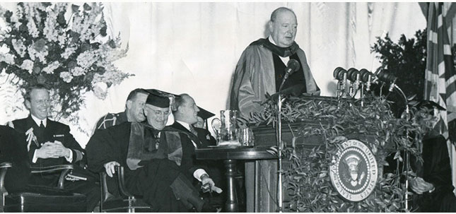 Winston Churchill gives his 'Iron Curtain' speech