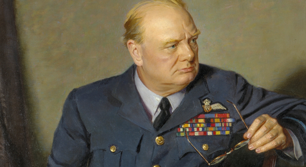 World War II Painting Of Winston Churchill Wearing His RAF Uniform Wall ...