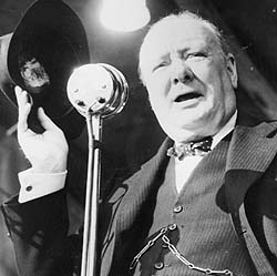 WSC giving his final address in the 1945 election campaign at Walthamstow Stadium