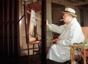 Winston Churchill at his easel