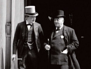Winston Churchill and Admiral Lord Fisher leaving a meeting of the Committee of Imperial Defence in 1913, Wikimedia Commons