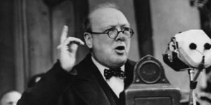 Winston Churchill giving a speech