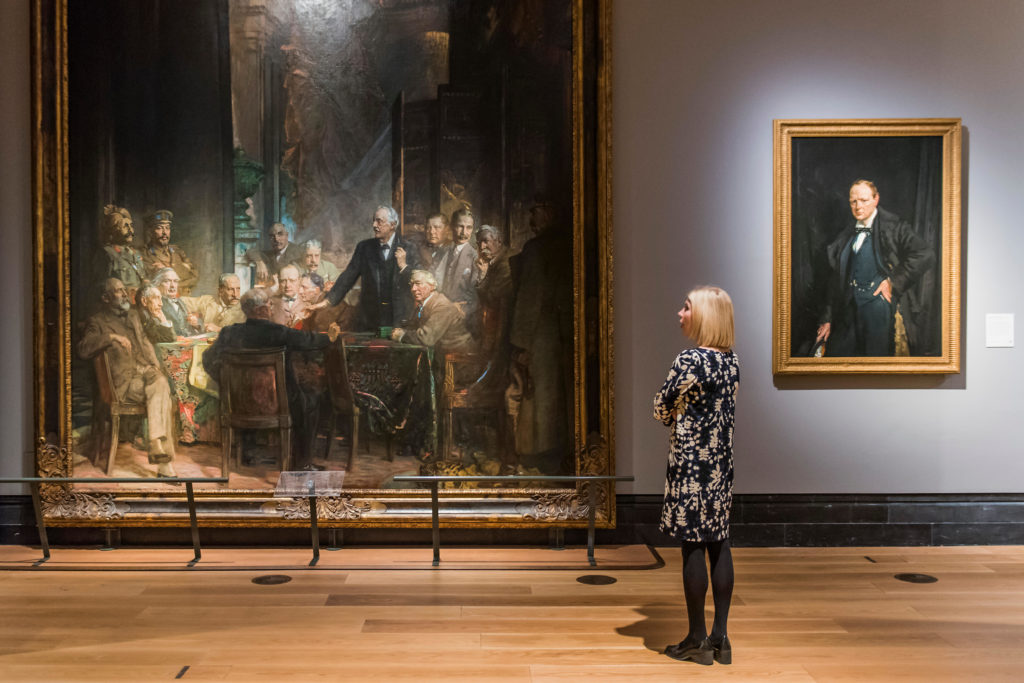 Statesmen of World War I at the National Portrait Gallery. Portrait of Churchill by William Orpen at right.  (Photo: Alamy)